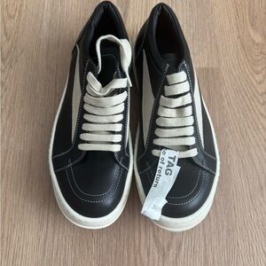 Rick Owens Black and White Low-Top Sneakers